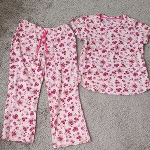 Pink Floral Pajama Capri Set